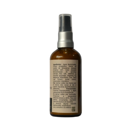 Crema sanitizante de manos con aceite esencial de árbol del té, vitamina C y E 100ml
