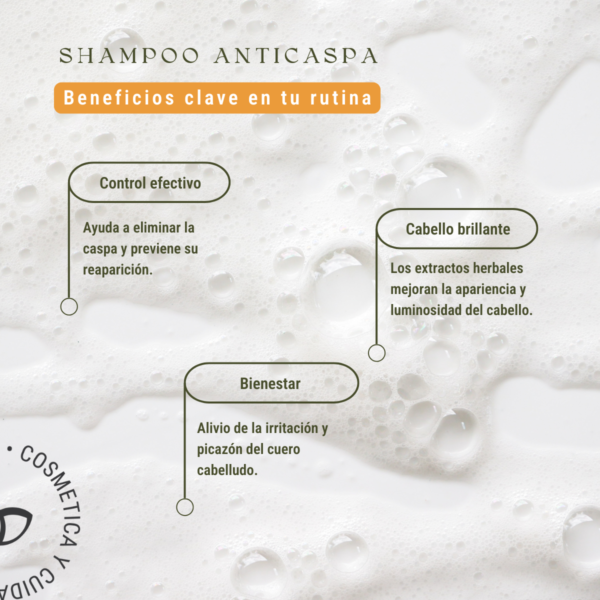 Shampoo Control de Caspa: 5 Aceites Esenciales y Extractos Herbales (240 ml)