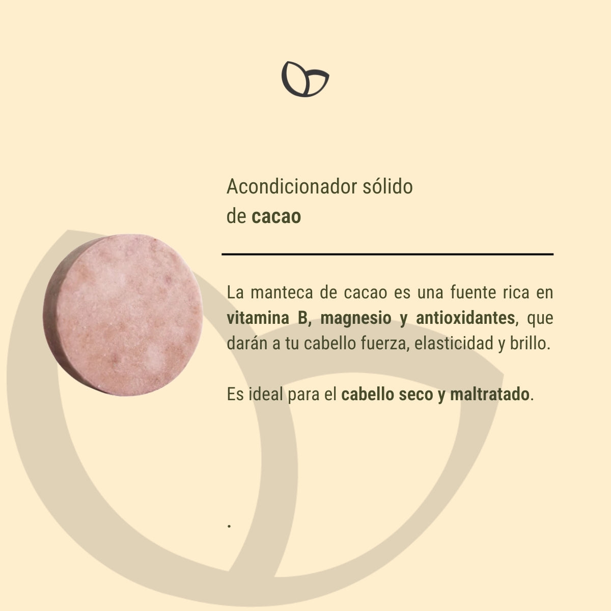 Acondicionador sólido de cacao 70grs aprox