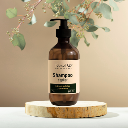 Shampoo Control de Caspa: 5 Aceites Esenciales y Extractos Herbales (240 ml)