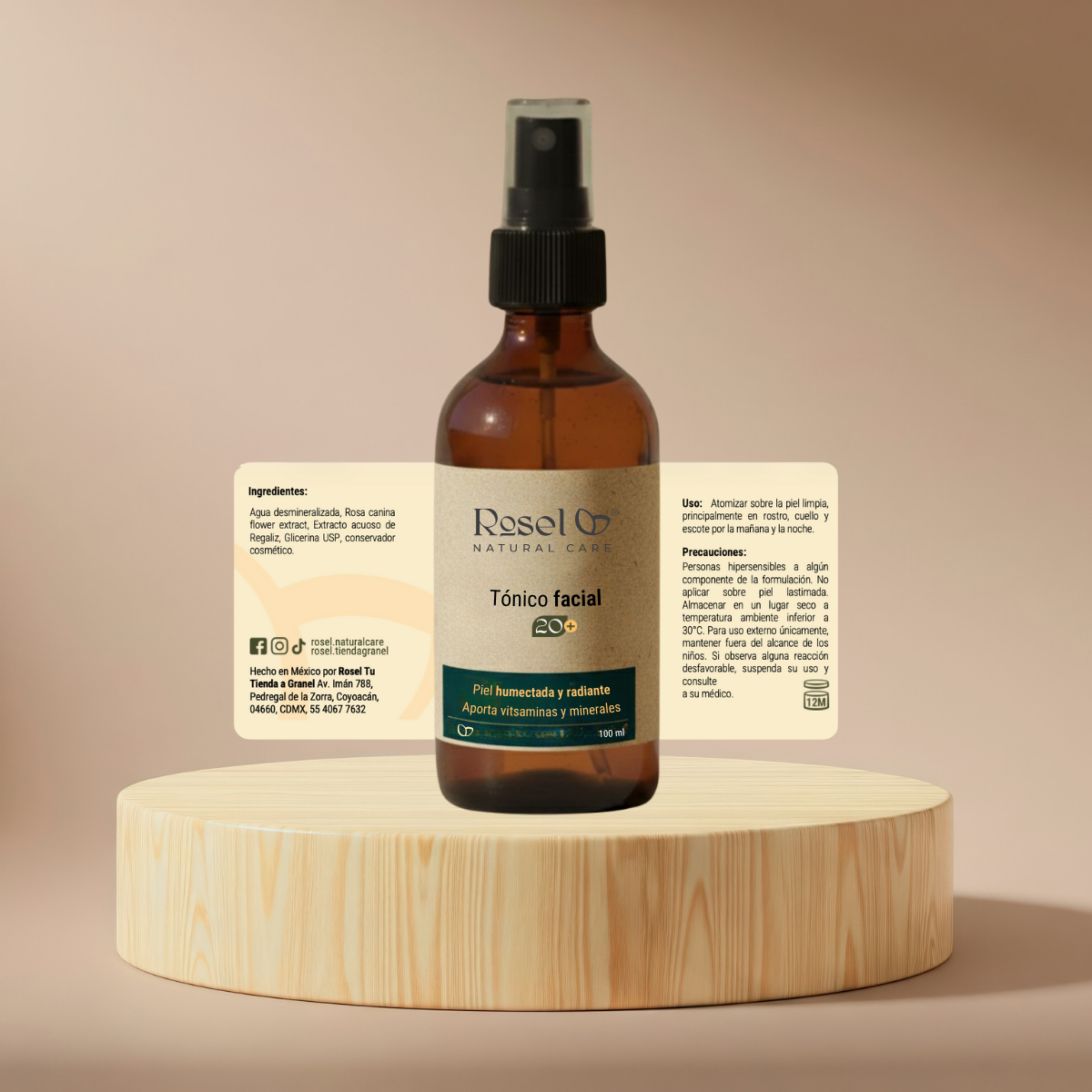 Tónico Facial Hidratante 20+ con Agua de Rosas y Regaliz 100 ml