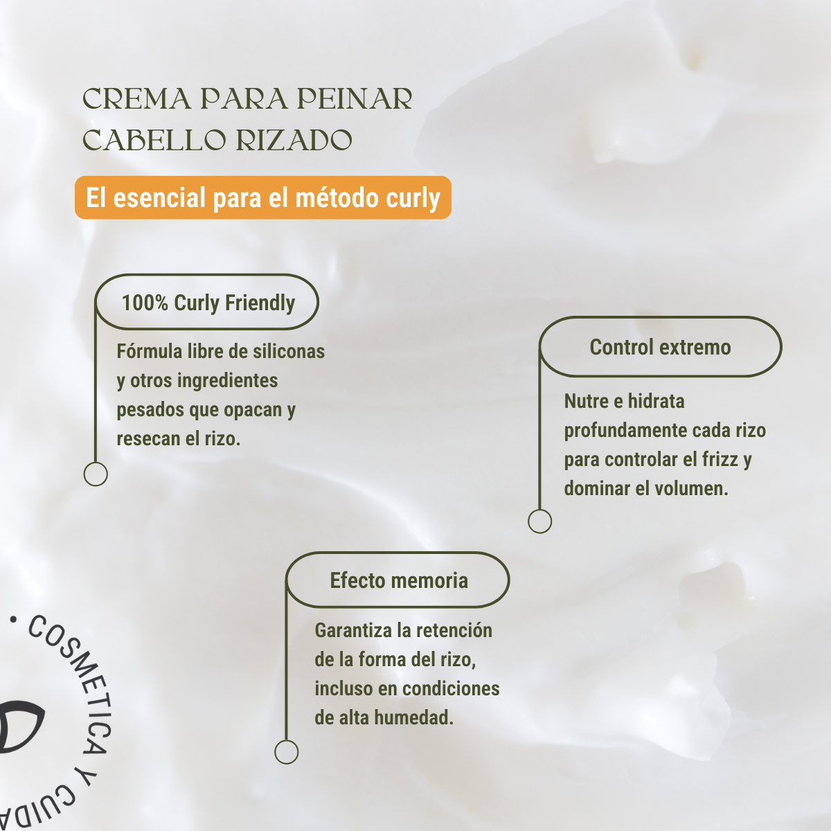 Crema para Peinar Cabello Rizado: Definición, Anti-Frizz y Libre de Siliconas (230 grs)