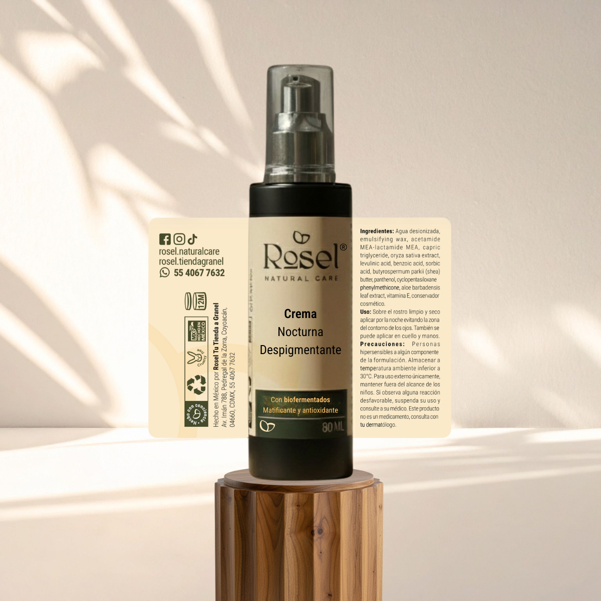 Crema Nocturna Despigmentante con Biofermentados de Arroz y Aloe Vera 80ml