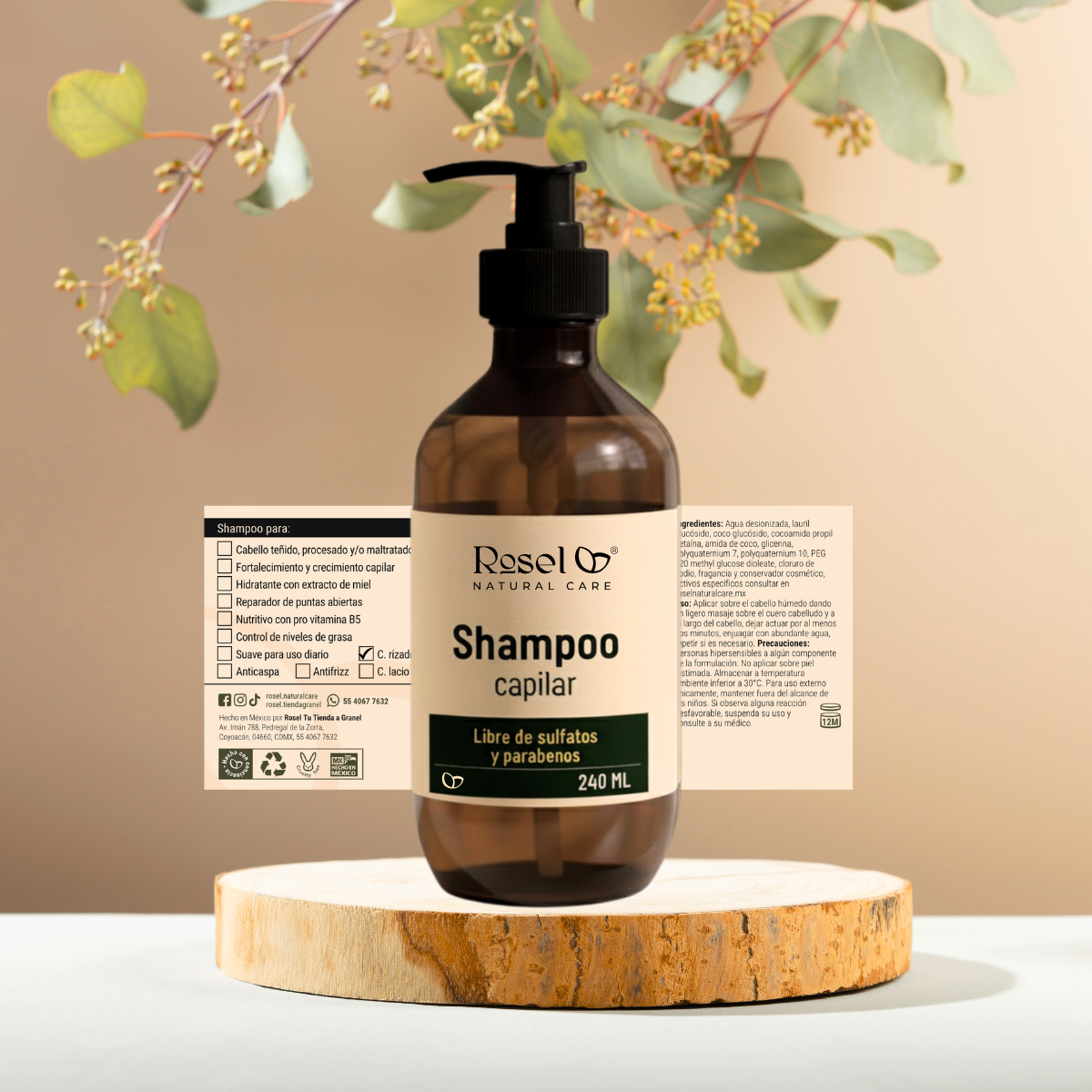 Shampoo para Cabello Rizado Low-Poo: Nutrición, Anti-Frizz y Cero Sulfatos (240 ml)