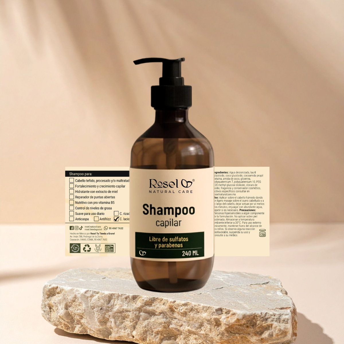 Shampoo para Cabello Lacio: Brillo 24 Horas, Queratina y Control de Frizz (240 ml)