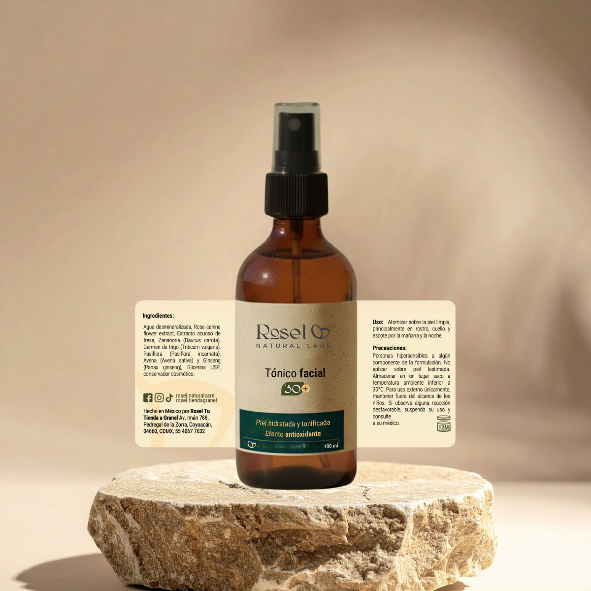 Tónico Facial Alisante 30+ con Agua de Rosas y 6 Extractos Botánicos 100 ml