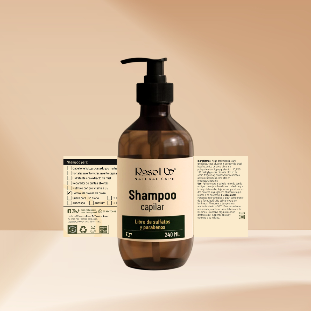Shampoo Control de Grasa: Niacinamida y Extractos Reguladores (240 ml)