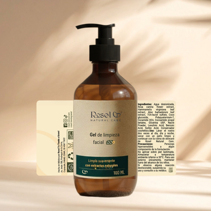 Gel de limpieza facial con agua de rosas y hamamelis (20+) 100ml