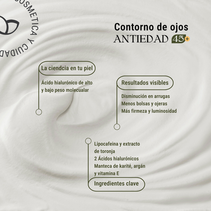 Contorno de ojos anti edad 45+ con Ácido Hialurónico y Lipocafeína 40ml