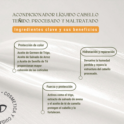 Acondicionador líquido cabello teñido, procesado y maltratado 240ml