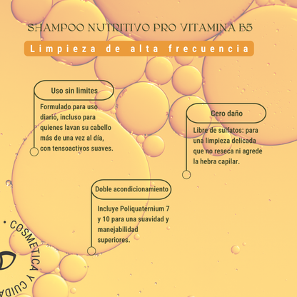 Shampoo Nutritivo Pro Vitamina B5: Ultra-Suave, Uso Diario y Cero Sulfatos (240 ml)
