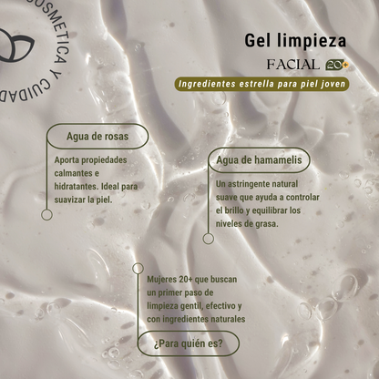 Gel de limpieza facial con agua de rosas y hamamelis (20+) 100ml
