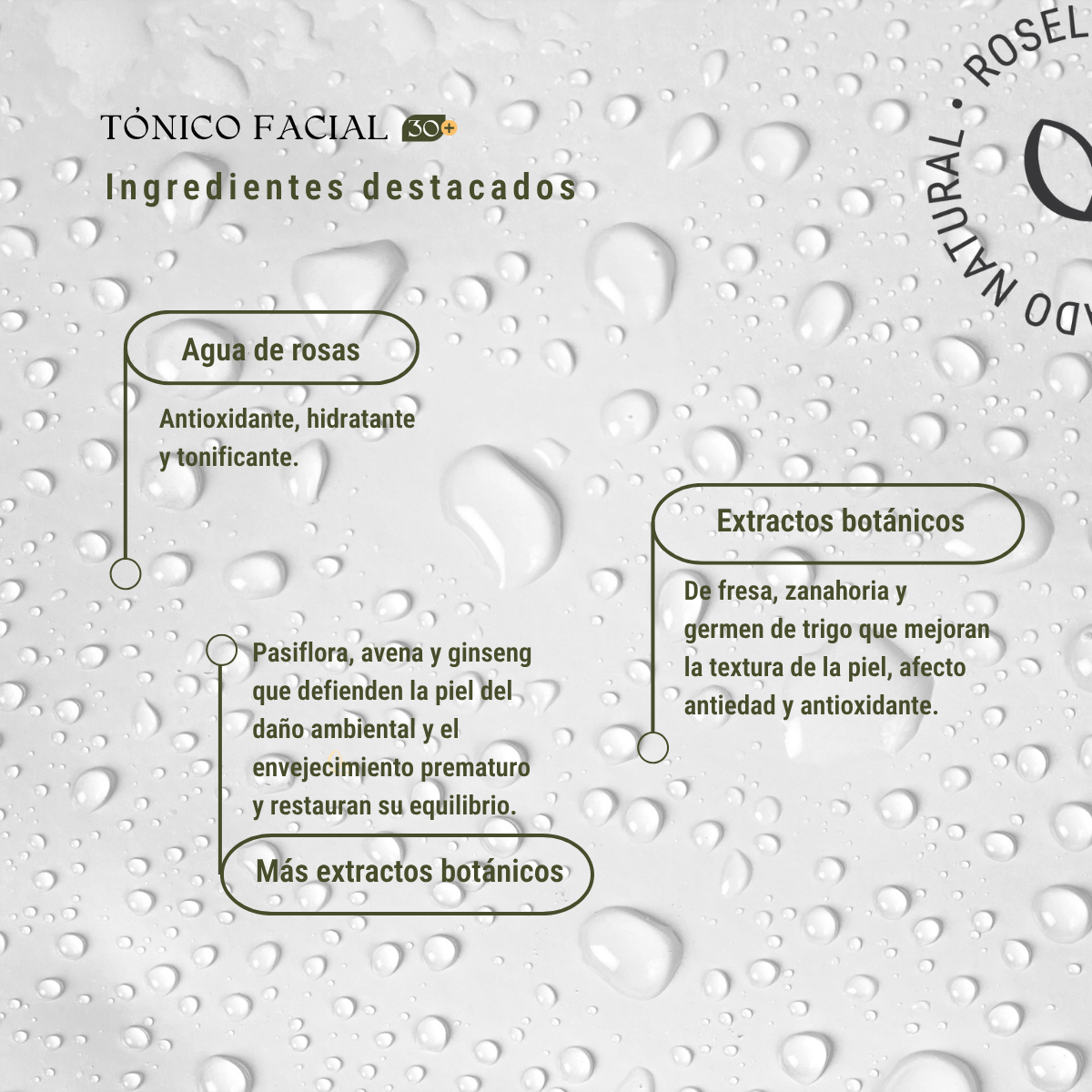 Tónico Facial Alisante 30+ con Agua de Rosas y 6 Extractos Botánicos 100 ml