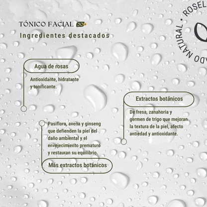 Tónico Facial Alisante 30+ con Agua de Rosas y 6 Extractos Botánicos 100 ml