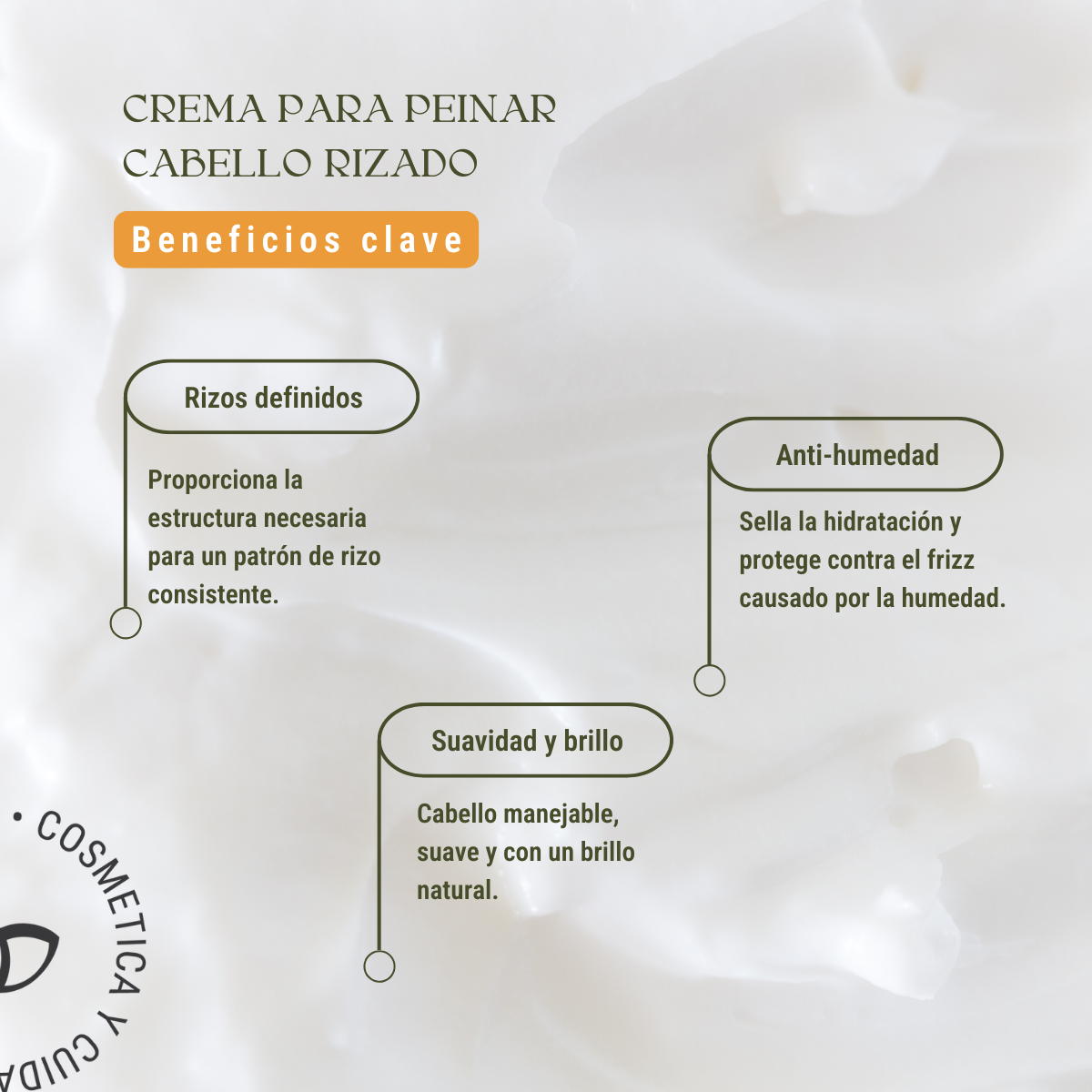 Crema para Peinar Cabello Rizado: Definición, Anti-Frizz y Libre de Siliconas (230 grs)