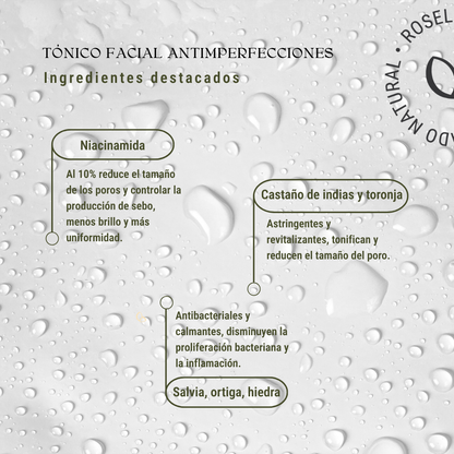 Tónico Facial Antimperfecciones: 10% Niacinamida y Complejos Herbales 100 ml