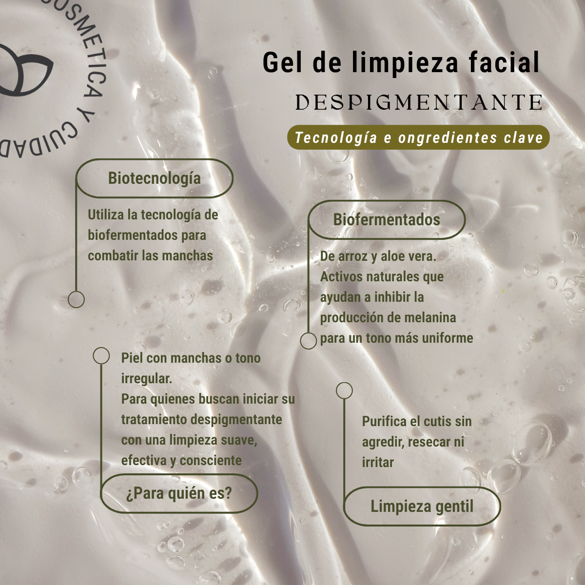 Gel de limpieza facial despigmentante con biofermentados 100ml