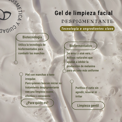 Gel de limpieza facial despigmentante con biofermentados 100ml