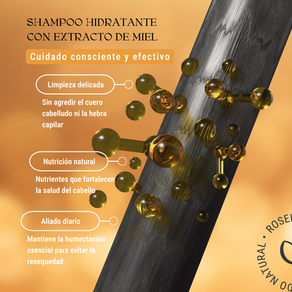 Shampoo Hidratante con Extracto de Miel: Suavidad, Brillo Familiar y Cero Sulfatos (240 ml)