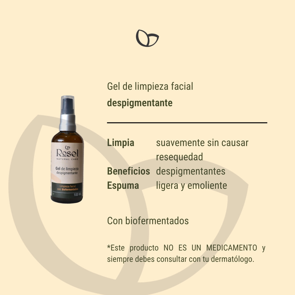 Gel de limpieza facial despigmentante con biofermentados 100ml