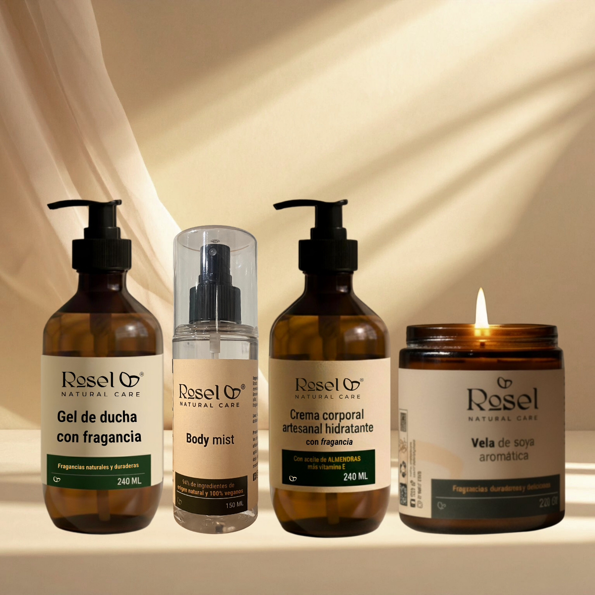 Kit corporal + vela aromática (4 piezas)
