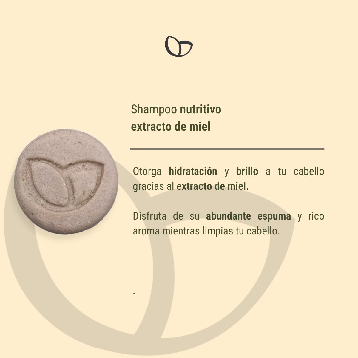 Shampoo sólido nutritivo con extracto de miel 100grs