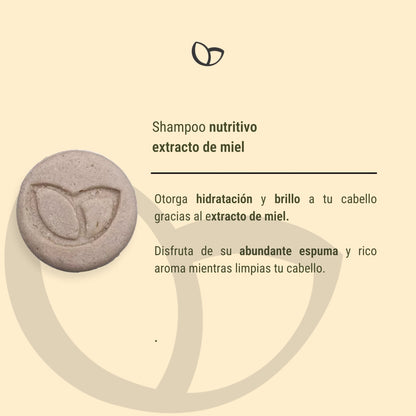 Shampoo sólido nutritivo con extracto de miel 100grs
